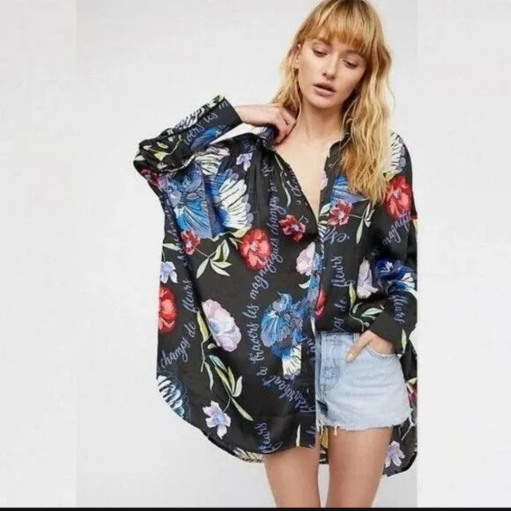 Free People Tops Free People Sz  Silky Nights Button Up Tunic